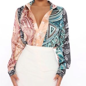 Read The Fine Print Button Down Shirt - Multi Color - Size Small - Never worn